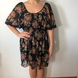 Floral and lace dress.